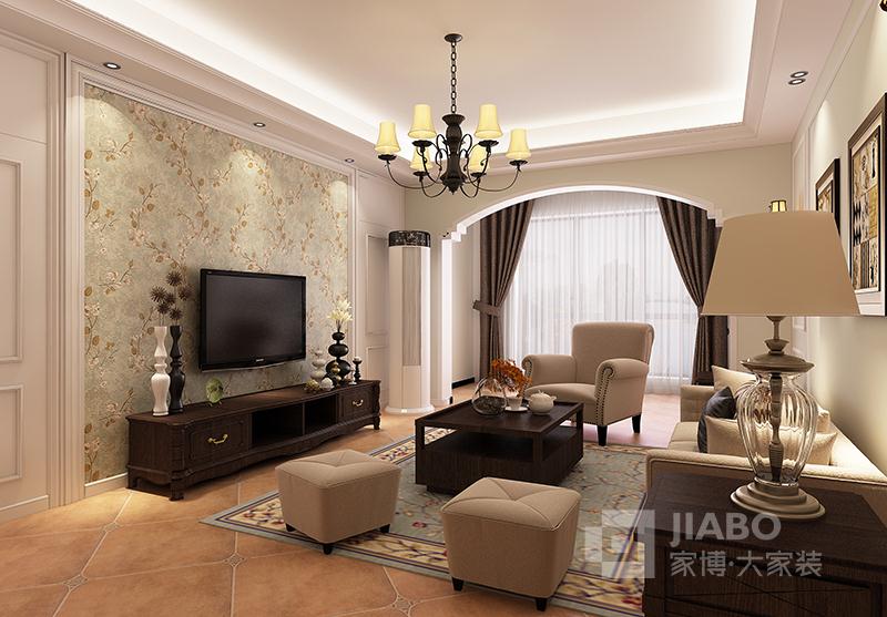 湘潭东方名苑127平方三室两厅美式风格装修效果图