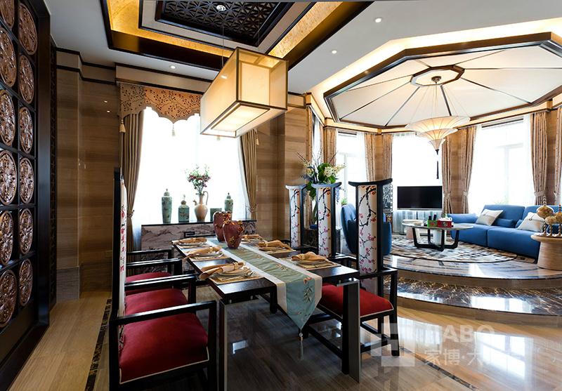 湘潭凤凰城107㎡三室两厅新中式风格装修效果图