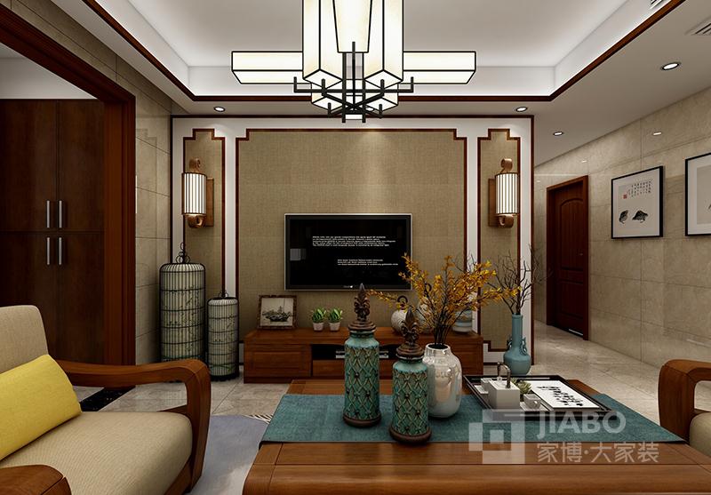 湘潭中央一品115㎡三室两厅中式风格装修效果图